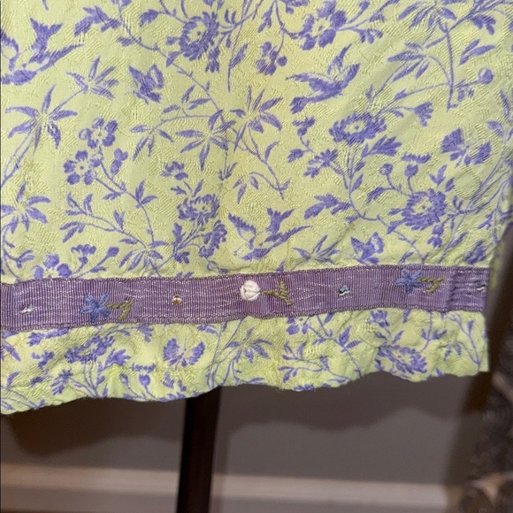 April Cornell Vintage Pale Green & Lavender Floral Print Sleeveless Dress SZ M - Picture 3 of 9